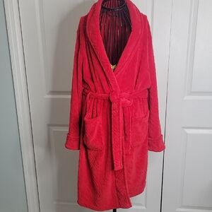 Lauren Ralph Lauren Women's Red Plush Fleece Robe Size Medium